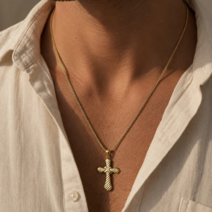 Naszyjnik z krzyżykiem ze stali chirurgicznej – unisex. Damsko- męski.